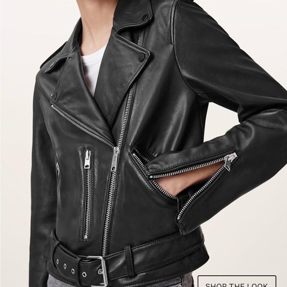 ALLSAINTS BALFERN LEATHER BIKER JACKET SIZE 10 - Picture 2 of 12